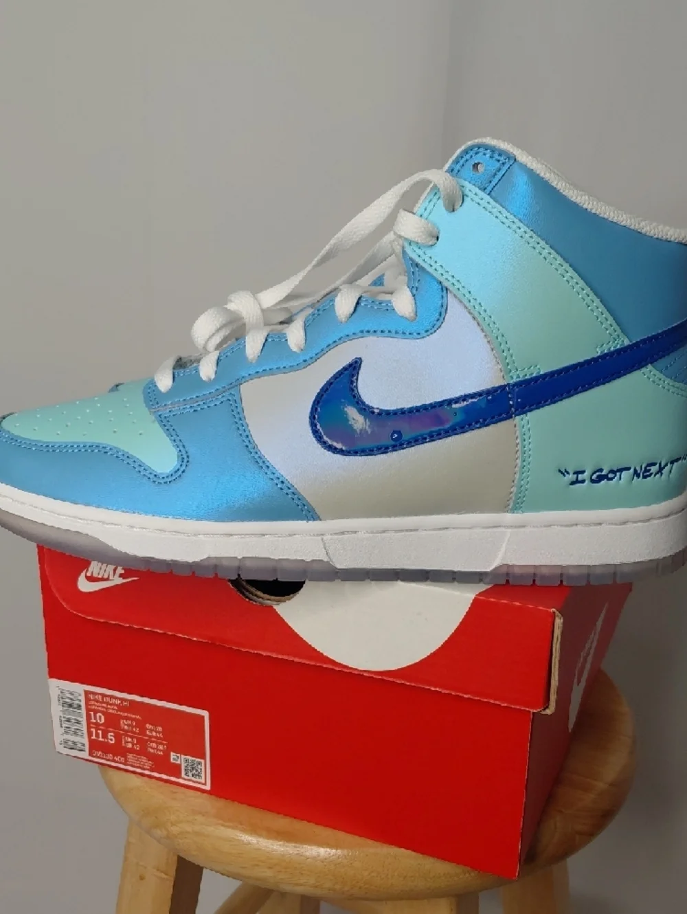 Nike Dunk Low Blue Mint Gradient with Iridescent Swoosh